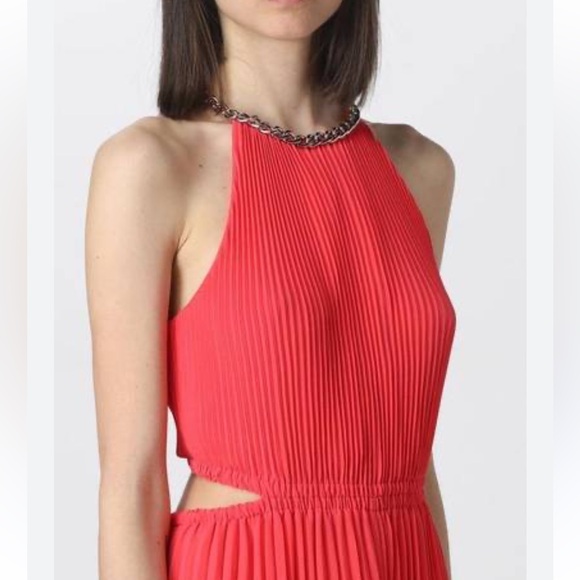 Michael Kors Georgette Pleated Cut Out Midi Dress Size XL - Picture 5 of 11